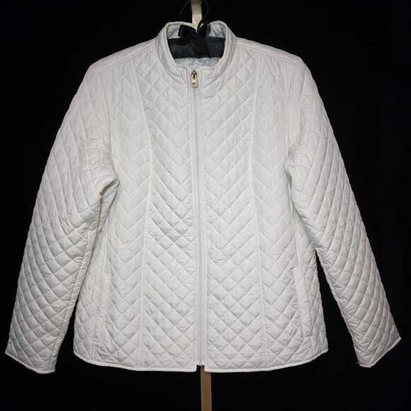 NWT Kim Rogers Solid Quilted Puffer Jacket Cream L - Picture 1 of 11